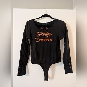Harley-Davidson Black and Orange Bodysuit